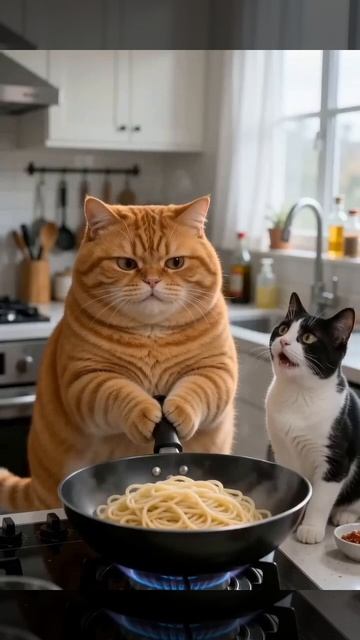 Как котики готовят еду...