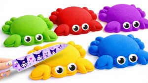 Мультики для детей. Как сделать цветных крабиков из разноцветного песка. Мультики для малышей