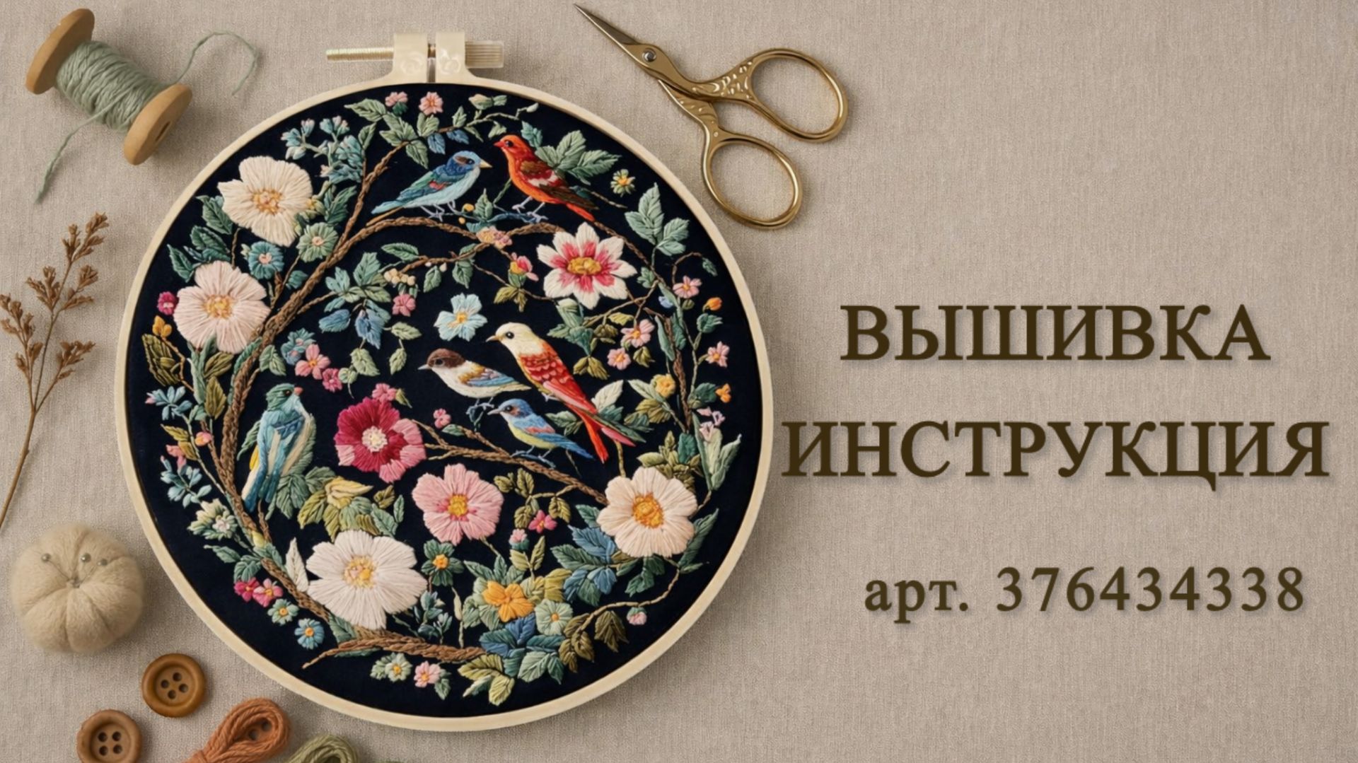 Вышивание гладью. Обучающее видео.  Арт. WB: 376434338 Французский узелок