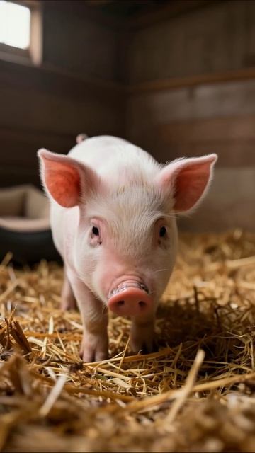 Очаровательный поросенок на ферме #поросенок #ферма #животные
