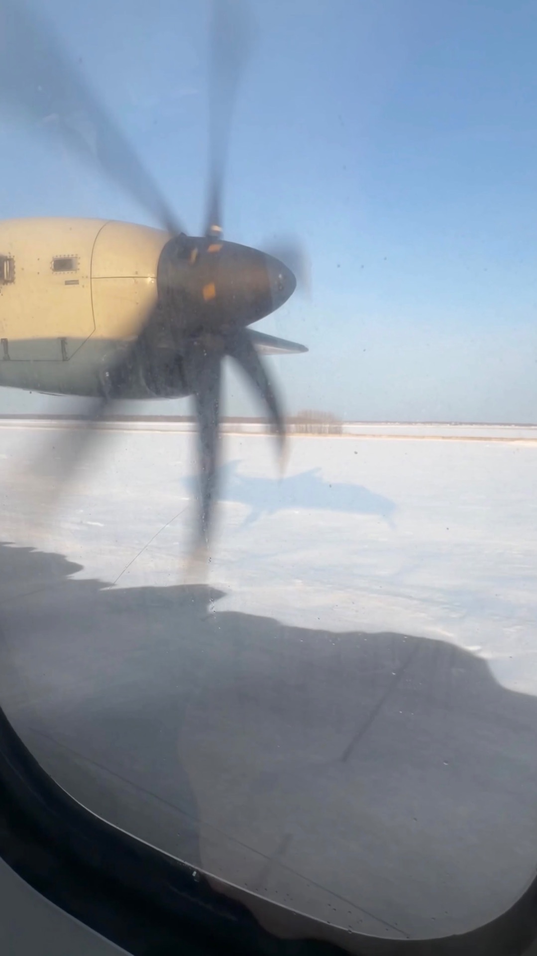 Красивая посадка с тенью самолёта в Тюмени