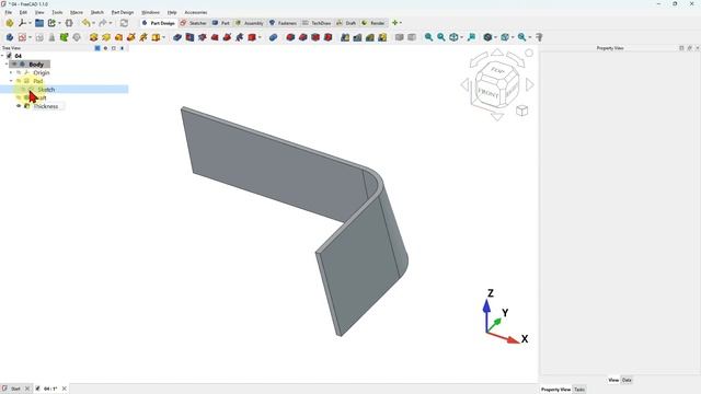 Основы FreeCAD 1.1 Упражнение 4 - Зарисовка внутренних граней, черновой вариант и базовые размеры