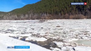 Ледоход на реке Агидель засняли в Башкортостане