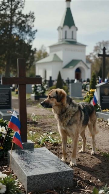 Одинокий пес среди могил: печаль и утрата #собака #память #потеря