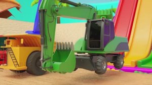 Гигантская строительная техника с волшебной горкой, шаром-вулканом и машинкой-вулканом для детей