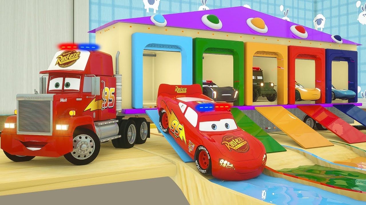 Учим цвета вместе с Молнией Маккуином, Мактраком, Диноко и машинками Маккуин — Мультфильм для детей