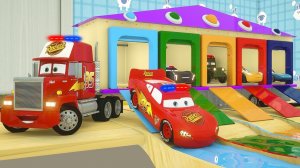 Учим цвета вместе с Молнией Маккуином, Мактраком, Диноко и машинками Маккуин — Мультфильм для детей