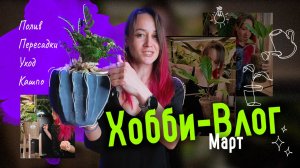 Мартовский ХОББИ-ВЛОГ🪴пересадки, полив, уход за растениями и кашпо своими руками