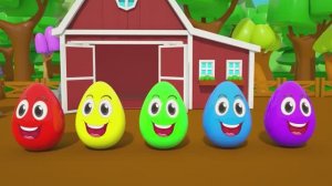 Песня Бинго и Малышка Акула - Милые яйца исследуют красочный школьный автобус - Песенки для малышей