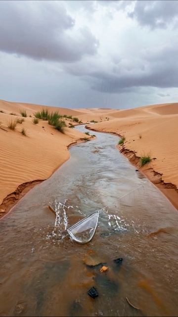 Дождь в пустыне: жизнь среди песков #пейзаж #природа #пустыня
