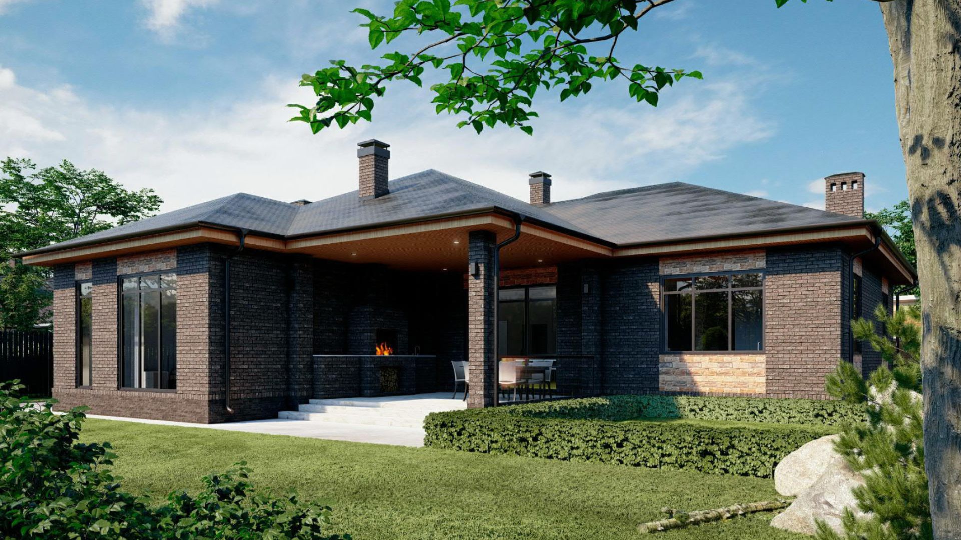 3 этап строительства 1 этажного дома площадью 247м2