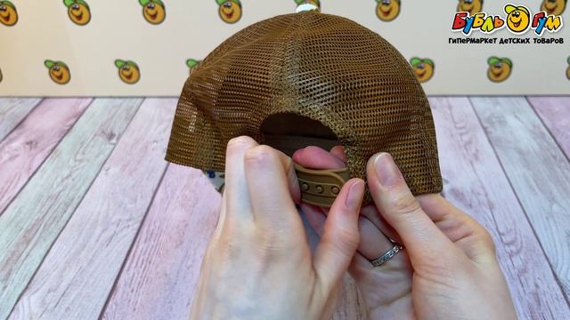 Бейсболка Lanson Kids с сеткой тропическим принтом и нашивкой коричневая  - видео
