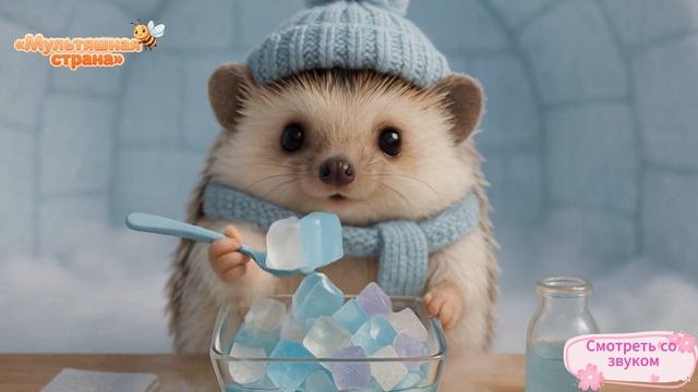 Мультики для детей. Маленький ежик кушает конфетки. ИИ-анимация.