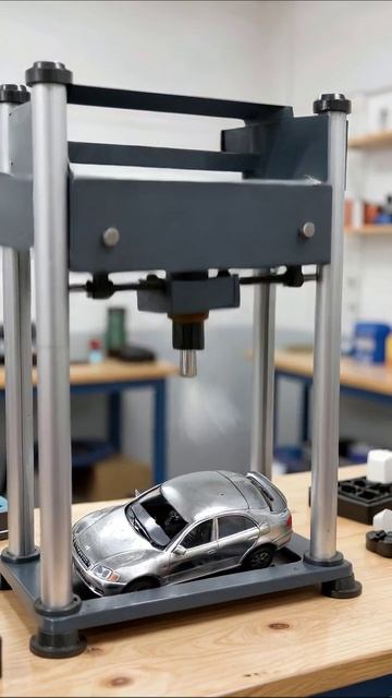 Сжатие металлической модели машины: шокирующий эксперимент #модель #эксперимент #технология