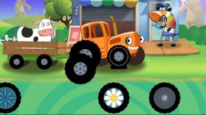 по полям по полям синий трактор eдет к нам