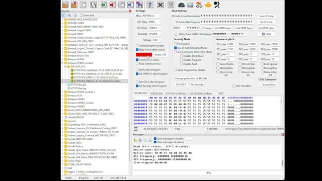 IprogPro RH850 Locked script update - Serial Programmer Disable and unknown IDCode