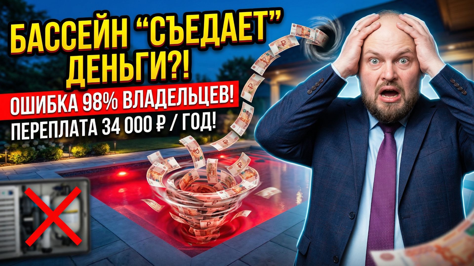 ВАШ БАССЕЙН ВЫСАСЫВАЕТ ДЕНЬГИ? Ошибка 98% владельцев из-за которой вы ПЕРЕПЛАЧИВАЕТЕ 34 т.₽ в год!