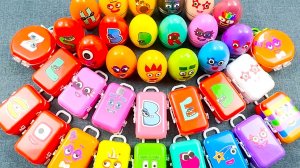 Мультики для малышей. Разноцветные коробочки, яйца, игрушки пищалки, блоки с цифрами, глина-слайм