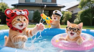 Два милых двоюродных брата здесь! Счастливый день котёнка в тигровой шапочке и Дейзи с кузенами