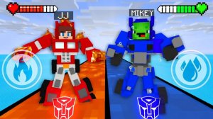 Джей Джей Огненный трансформер против водяного робота Майки . Майнкрафт Мультик