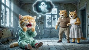 Мультики для детей. Котик попал в дом с привидениями/видео про котиков