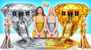 Строим Удивительный Кукольный Домик Золотой vs Серебряный Челлендж | Креативные Лайфхаки Для Декора