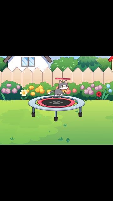 КОТИК ПРЫГАЕТ НА БАТУТЕ  видео для ДЕТЕЙ