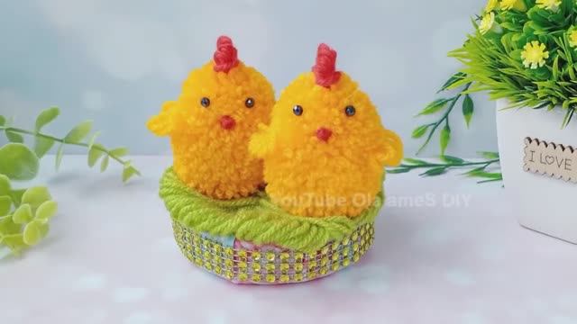 Милые Цыплята! Пасхальный Декор - Цыплята из Пряжи! Поделки своими руками!