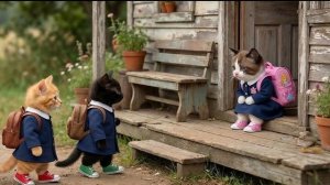 Бедный братец Котёнок работает в лесу на благо школы, а потом его кусает змея 🐱🎒🐍