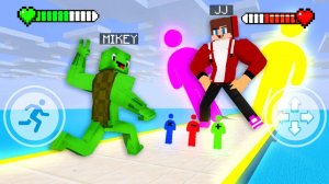 Джей Джей против Майки в игре Гигантская битва в спешке. Майнкрафт Мультик