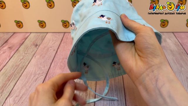 Панама Lanson Kids хлопковая со шнурком завязкой и нашивкой чаек голубая - видео