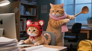 Разгром в 5 утра! Котёнок в тигровой шапочке играет до изнеможения — кошка кладёт конец зависимости