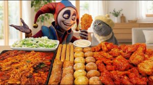 ШЕФ МЯУ УЧИТ ПРОТОТИПА ГОТОВИТЬ 🍗 СЫРНЫЕ ПАЛОЧКИ, КУРИНЫЕ КРЫЛЫШКИ И КИМЧИ | ASMR МУКБАНГ