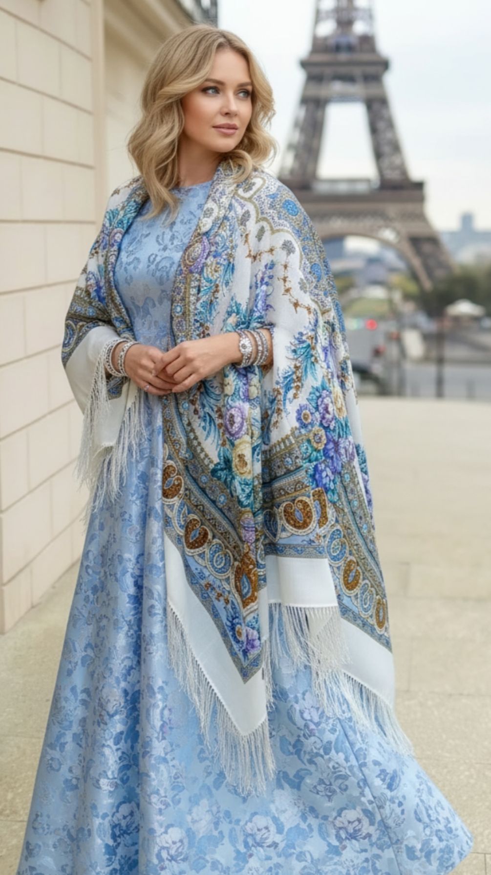 Павловопосадский платок «Слова любви» 1688-4