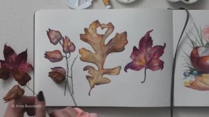 Как нарисовать идеальный акварельный лист дуба 🍂 Пошаговое руководство по реалистичному изображению