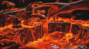 Необычный кран из лавы