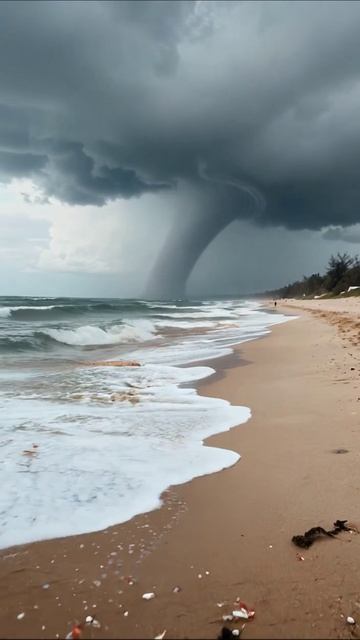Ураган у побережья: невероятные кадры природы #ураган #природа #шторм