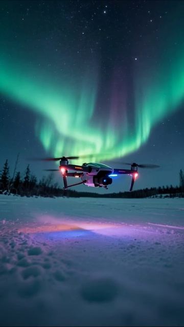 Глубокий полет дрона под северным сиянием #дрон #северноесияние #космос