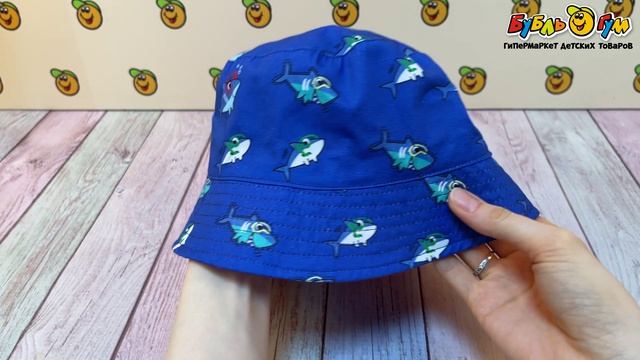 Панама Lanson Kids двусторонняя с акулами красно-синяя  - видео