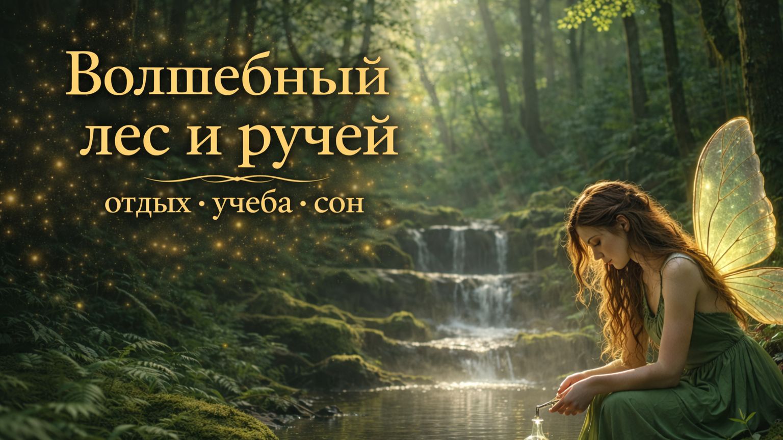 Волшебный лес и ручей- отдых, антистресс и сон, спокойная фэнтези музыка, атмосфера, звуки природы