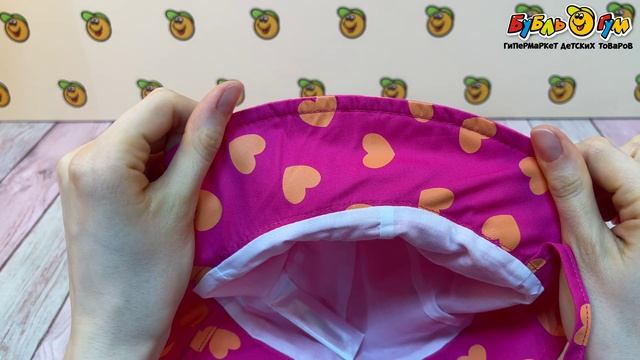Панама Lanson Kids с завязками и принтом сердечек ярко розовая  - видео