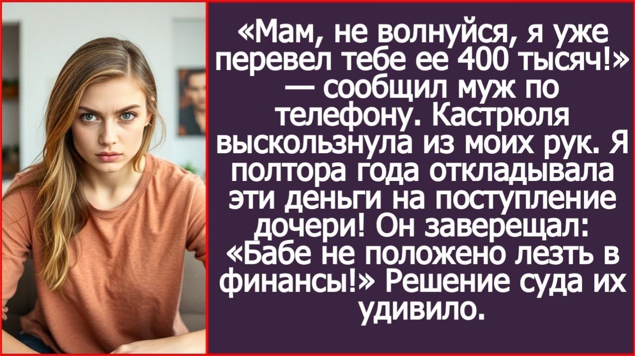 Мам, не волнуйся, я уже перевел тебе ее 400 тысяч! | ИСТОРИЯ ИЗ ЖИЗНИ|АУДИО РАССКАЗ|СЛУШАТЬ ИСТОРИЮ смотреть онлайн