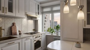 Кухня и коридор в неоклассическом стиле: дизайн в Планоплане, SketchUp, D5 Render и нейросетях