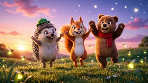 Весёлый Ёжик 🦔 | Детская песенка для малышей | Поёт Ёжик, Бельчонок и Медвежонок