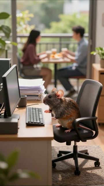 Грызун на рабочем месте: забавные приключения #мышь #офис #креатив