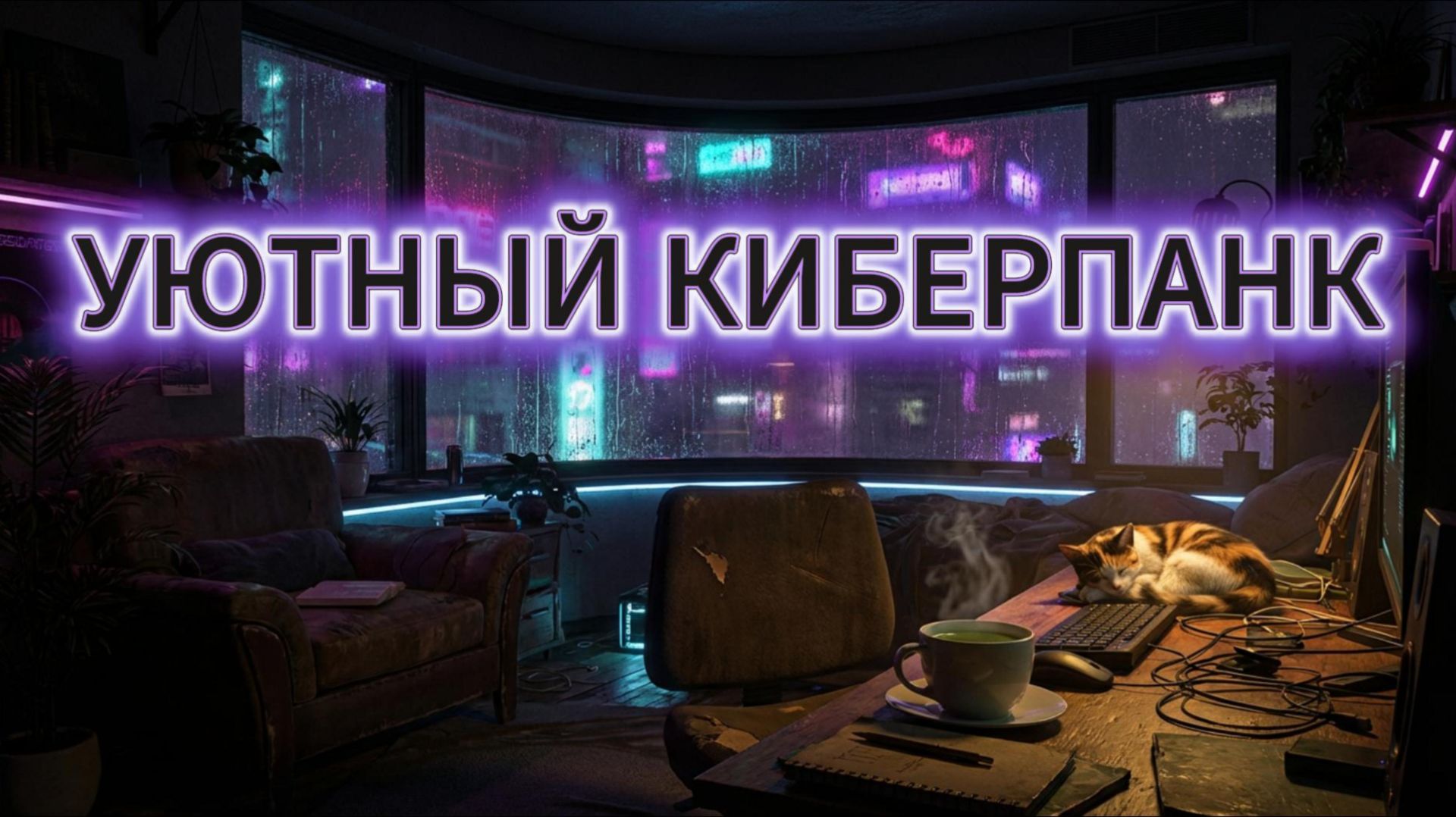 Уютный Киберпанк 🌧 Шум дождя, неон и Lo-Fi для работы