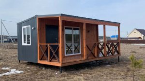 Мини дом модульный с террасой для дачи и сада 27 м²