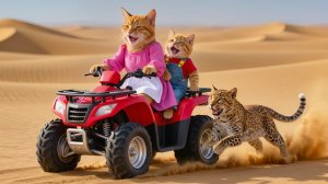 Мультики для детей. Котенок и мама-кошка спасают раненого дикого леопарда в пустыне! 🐱💪🐯 Мультики