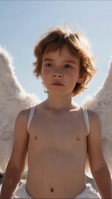 Небесный ангел с крыльями: Магия детства #ангел #дитя #красота