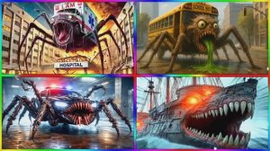 МАШИНКИ МУЛЬТИК: Скорая Помощь Монстр против Паука Автобуса и Полиции 🚑 КРУТАЯ ПОГОНЯ